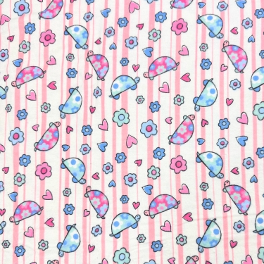 Turtles on Pink Stripes Flannel