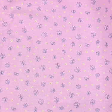 Tiny Purple Butterflies on Pink Flannel