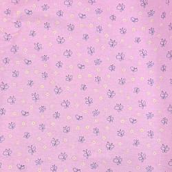 Tiny Purple Butterflies on Pink Flannel