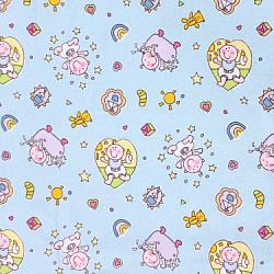 Babies and Hearts on Blue Flannel