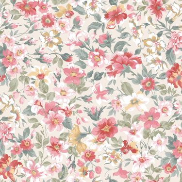 La Fleur Packed Floral Cream Flannel
