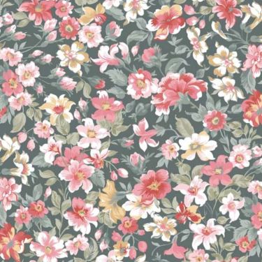 La Fleur Packed Floral Green Flannel