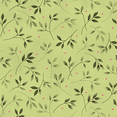 Wild Rose Leaves Green Flannel - 25" Remnant