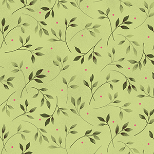 Wild Rose Leaves Green Flannel - 25" Remnant