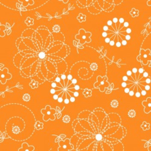FQ Single - Lil Sprout Doodles Orange Flannel