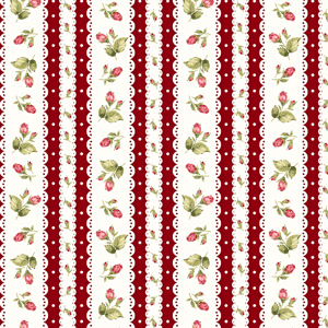 Welcome Home Floral Stripe Red Flannel - 14" Remnant