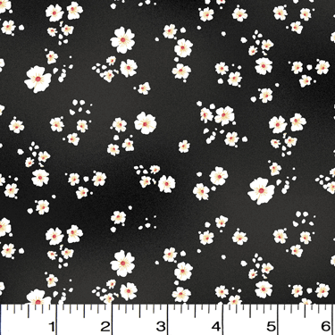 Welcome Home Baby's Breath Black Flannel - 11" Remnant