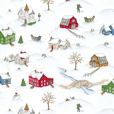 FQ Single - Christmas Joys Scene White Flannel
