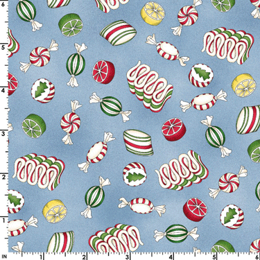 Christmas Joys Candy Blue Flannel - 14" Remnant
