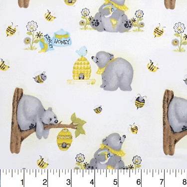 Comfy Cutest Honey Bears Flannel - 15" Remnant