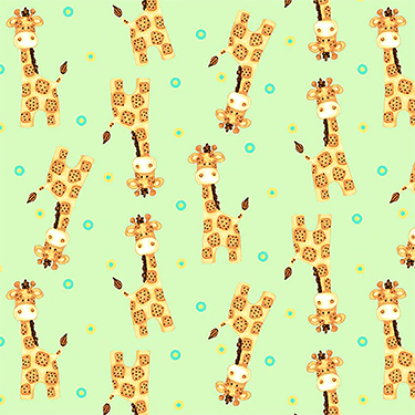 Comfy Giraffe Buddies on Green Flannel