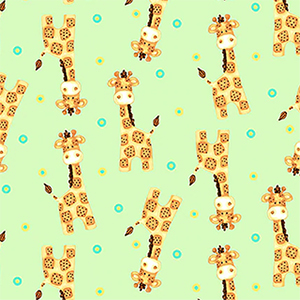 Comfy Giraffe Buddies on Green Flannel