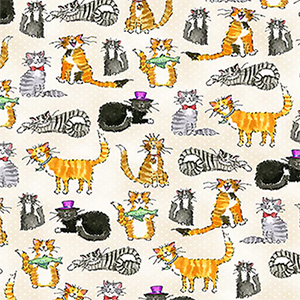 Comfy Silly Cats on Polka Dots Flannel - 24" Remnant