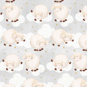 Comfy Fluffy Sleepy Sheep Gray Flannel