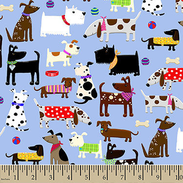 Comfy All Dogs on Blue Flannel