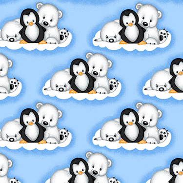Comfy Penguin Seal Polar Bear Blue Flannel