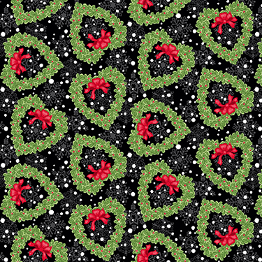 Snow Place Like Home Heart Wreath Black Flannel F5710-96
