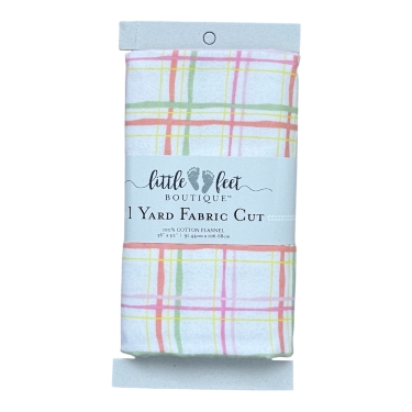 1 YD CUT - Plaid Pink Orange Green Yellow Flannel