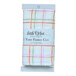 1 YD CUT - Plaid Pink Orange Green Yellow Flannel