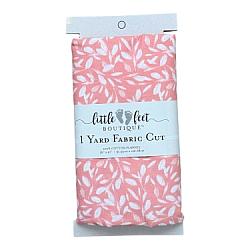 1 YD CUT - White Leaves on Coral Flannel