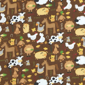 Alpine Farm Animal Brown Flannel - 25" Remnant