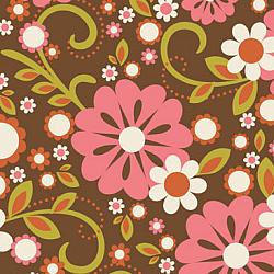Indian Summer Large Floral Brown - 33" Remnant