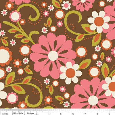 Indian Summer Large Floral Brown - 33" Remnant