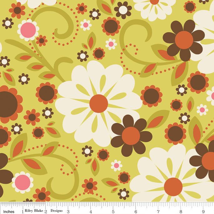 Indian Summer Large Floral Green - 19" Remnant