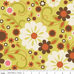 Indian Summer Large Floral Green - 19" Remnant