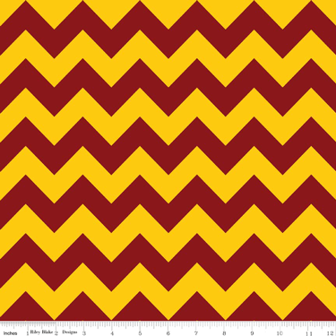 Riley Blake Medium Chevron Maroon Gold - 32" Remnant