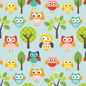 Lazy Day Owls Blue Flannel - 9" Remnant