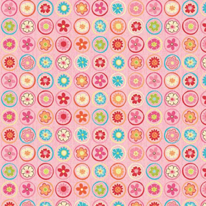 FQ Single - Happy Flappers Circles Pink Flannel