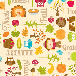 Happy Harvest Main Cream - 33" Remnant