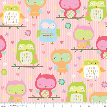 Owls Main Pink Flannel - 11" Remnant