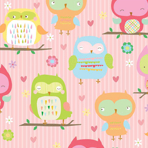Owls Main Pink Flannel - 11" Remnant