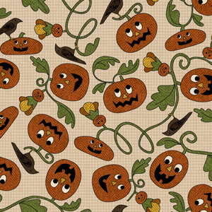 FQ Single - Pumpkin Party Patch Tan Flannel