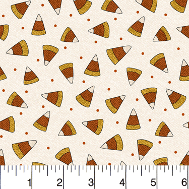 Pumpkin Party Candy Corn Cream Flannel - 9" Remnant