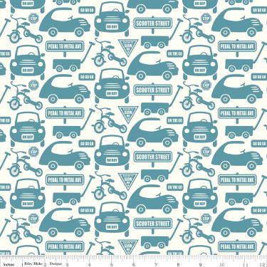 Cruiser Blvd Cars and Signs Blue Flannel - 16" Remnant