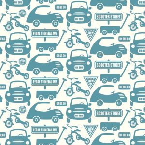 Cruiser Blvd Cars and Signs Blue Flannel - 16" Remnant