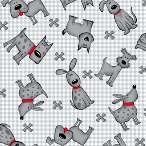 Comfy Dogs Gray Check Flannel
