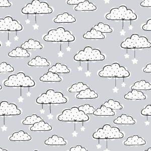 FQ Single - Comfy Stars and Clouds Gray Flannel
