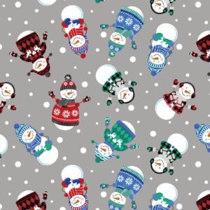 Winter Wonders Happy Snowmen Gray Flannel BEN14822F-08