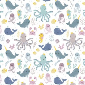 Ocean Baby White Flannel