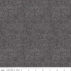 Woolen Flannel Herringbone Dark Gray - 26" Remnant
