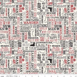 Wild at Heart Words Cream Flannel F11448