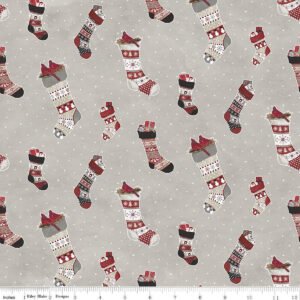 Hello Winter Stockings Taupe Flannel F11941