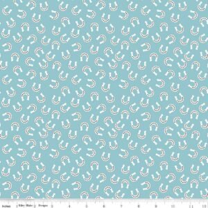 Lil Buckaroos Horseshoes Aqua Flannel F16022