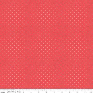 Dots White on Red Flannel F16028