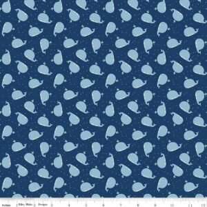 Love You to the Moon Whales Navy Flannel #F18273-NAVY