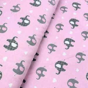 Alpine Elephant Gray Pink Flannel